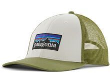 Patagonia P-6 Logo LoPro Trucker Hat, white w/buckhorn green