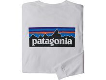 Patagonia Men's Long-Sleeved P-6 Logo Responsibili-Tee, white