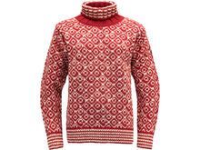 Devold Svalbard Wool High Neck, hindberry/offwhite