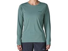 Patagonia Women's Long-Sleeved Capilene Cool Daily Shirt - Boardshort Logo, blue sage/light blue sage x-dye