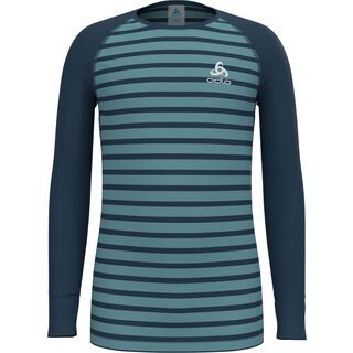 Odlo Active Warm Eco Kids Stripes Base Layer blue wing teal/reef waters