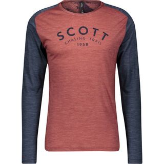 Scott Trail Flow Merino L/SL Men's Shirt rust red/midnight blue