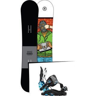 Set: Ride Crook 2017 + Flow Fuse-GT Hybrid 2016, black/blue - Snowboardset