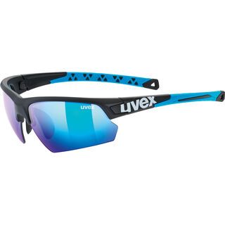 uvex sportstyle 224, black mat blue/Lens: mirror blue - Sportbrille