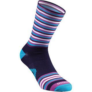 Specialized Full Stripe Summer Sock, blue/neon blue/violet - Radsocken