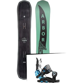 Set: Arbor Element 2017 + Flow Fuse-GT 2016, black/blue - Snowboardset