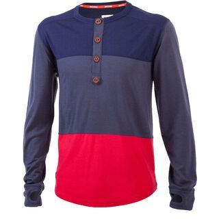 Mons Royale Henley LS, navy charcoal red - Pullover
