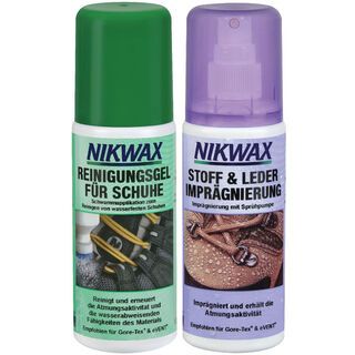 Nikwax Reinigungsgel für Schuhe + Stoff & Leder Imprägnierung - 2x125 ml Set