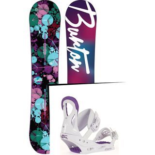 Set: Burton Genie 2016 + Burton Stiletto Disc 2017, white/purple - Snowboardset
