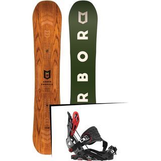 Set: Arbor Formula Premium Mid Wide 2017 + Flow Fuse-GT Hybrid 2017, black/red - Snowboardset