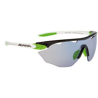 Alpina Twist Four Shield VLM+, black-green-white/Lens: varioflex mirror+ blue - Sportbrille