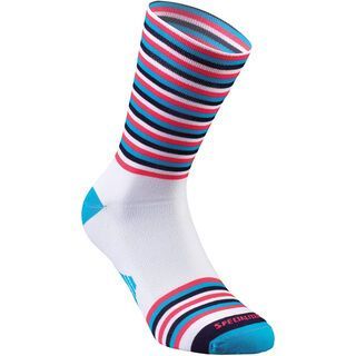 Specialized Full Stripe Summer Sock, white/turquoise/acid red - Radsocken