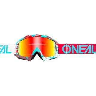 ONeal B-10 Goggle Pixel, red/teal/Lens: radium red - MX Brille