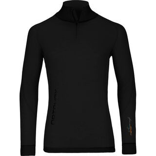 Ortovox Merino Super-Soft Long Sleeve Zip Neck, black raven - Unterhemd