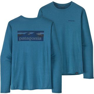 Patagonia Men’s Long-Sleeved Cap Cool Daily Graphic Shirt - Waters boardshort logo/wavy blue x-dye
