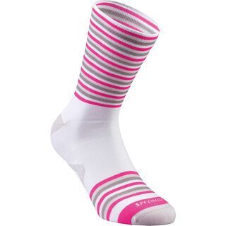 Specialized Full Stripe Summer Sock, white/light grey/neon pink - Radsocken