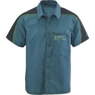 Scott Shirt Button Factory Team s/sl, dark blue/lime green - Radtrikot