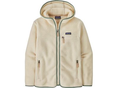 Patagonia Women's Retro Pile Hoody, natural w/ellwood green
