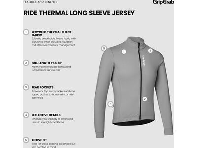 GripGrab RIDE Thermal Long Sleeve Jersey, grey - Bild 9