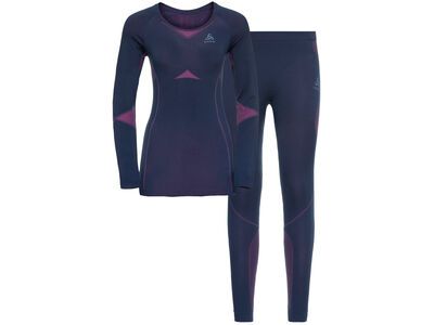 Odlo Women's Performance Evolution Light Baselayer Set, navy/purple