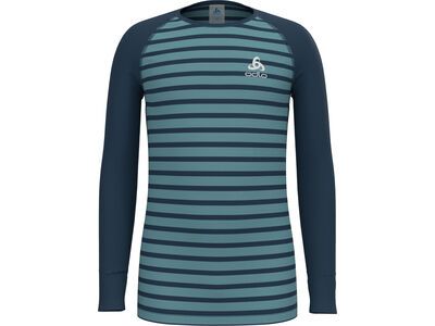 Odlo Active Warm Eco Kids Stripes Base Layer, blue wing teal/reef waters