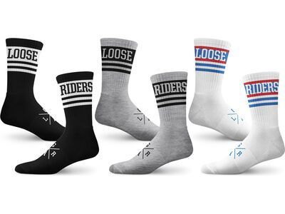 Loose Riders Cotton Socks 3-Pack Heritage, black/white/grey