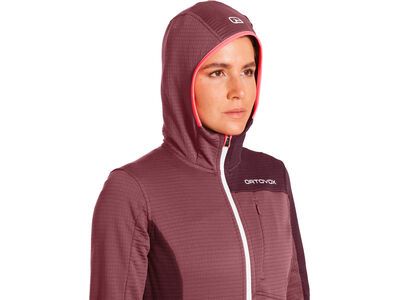 Ortovox Merino Fleece Light Grid Hooded Jacket W, wild berry - Bild 3