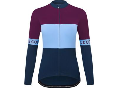 Le Col Womens Sport Tricolour Long Sleeve Jersey, navy/powder blue/purple