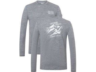 super.natural Freeride Society LS Herren, cashmere grey melange/various - Bild 1