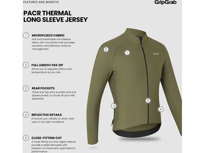 GripGrab PACR Thermal Long Sleeve Jersey, olive green - Bild 8