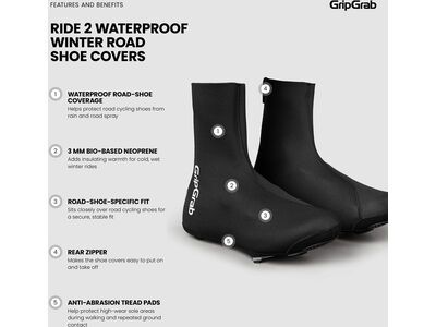 GripGrab RIDE 2 Waterproof Winter Road Shoe Covers, Black - Bild 9