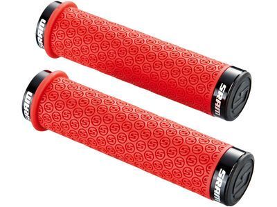 SRAM DH Silicone Locking Grips w/Double Clamps & End Plugs rot