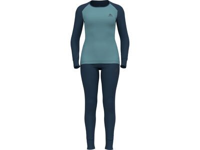 Odlo Active Warm Eco Base Layer Set Women's, blue wing teal/reef waters