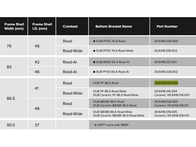 SRAM DUB PressFit Bottom Bracket - 86.5 mm Road - Bild 3