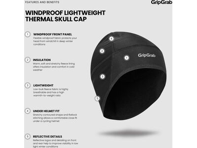GripGrab Thermo Windproof Winter Skull Cap, black - Bild 10