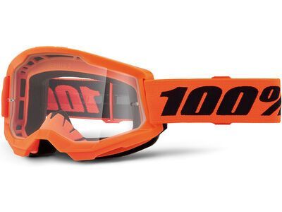 100% Strata 2 Junior Goggle - Clear Lens neon orange