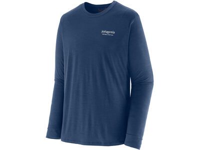 Patagonia Men's Long-Sleeved Capilene Cool Merino Blend Graphic Shirt - Heritage Header clement blue