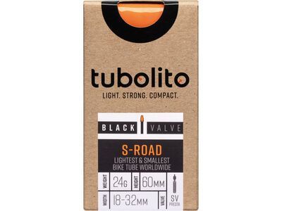 Tubolito S-Tubo Road 60 mm - 700C x 18-32 / Black Valve, orange/black - Bild 2