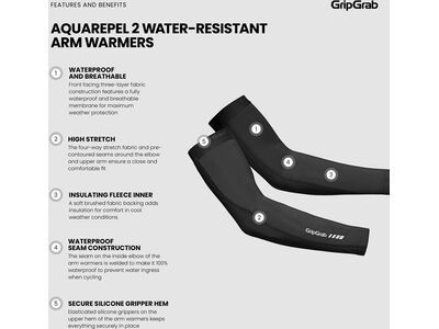 GripGrab AquaRepel 2 Water-Resistant Arm Warmers, black - Bild 7