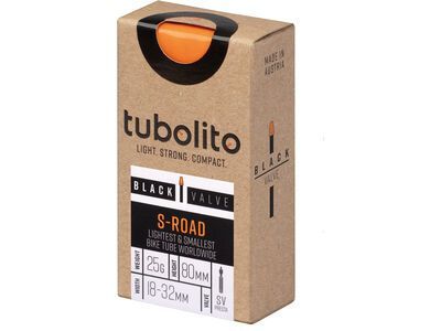 Tubolito S-Tubo Road 80 mm - 700C x 18-32 / Black Valve, orange/black