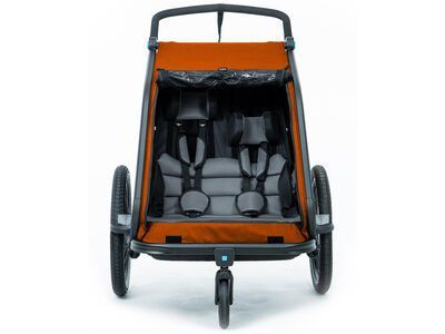 Cube Kinder Fahrradanhänger Double CMPT X Actionteam ohne Sonnenschutz, grey´n´orange - Bild 4