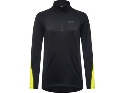 Gore Wear M Damen Mid Zip Shirt Langarm black/neon yellow