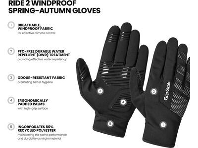 GripGrab Ride 2 Windproof Spring-Autumn Gloves, black - Bild 7