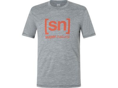 super.natural M Logo Tee, cashmere grey melange/chilli
