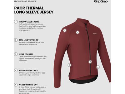 GripGrab PACR Thermal Long Sleeve Jersey, dark red - Bild 9