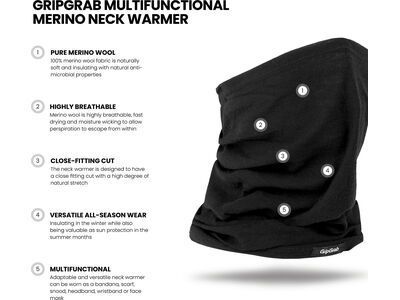 GripGrab Multifunctional Merino Neck Warmer, black - Bild 4
