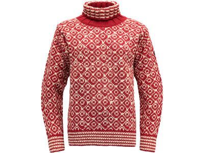 Devold Svalbard Wool High Neck, hindberry/offwhite