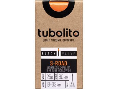 Tubolito S-Tubo Road 80 mm - 700C x 18-32 / Black Valve, orange/black - Bild 2