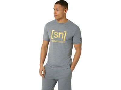 super.natural Grid Logo Tee Herren, cashmere grey melange/aspen gold - Bild 3