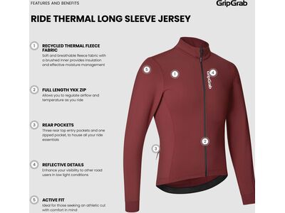 GripGrab RIDE Thermal Long Sleeve Jersey, dark red - Bild 9
